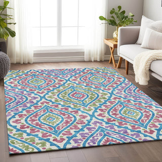Piper Looms Mayfield Diamond AMF761 White Machine Washable Area Rug Lifestyle Image Feature