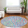 Piper Looms Mayfield Diamond AMF761 White Machine Washable Area Rug Round Lifestyle Image Feature