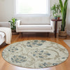 Piper Looms Mayfield Floral AMF762 Beige Machine Washable Area Rug Round Lifestyle Image Feature