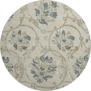Piper Looms Mayfield Floral AMF762 Beige Machine Washable Area Rug Round Main Image