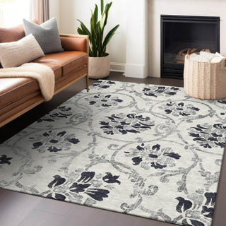 Piper Looms Mayfield Floral AMF762 Black Machine Washable Area Rug Lifestyle Image Feature