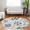 Piper Looms Mayfield Floral AMF762 Black Machine Washable Area Rug Round Lifestyle Image Feature