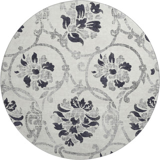 Piper Looms Mayfield Floral AMF762 Black Machine Washable Area Rug Round Main Image