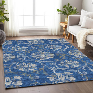 Piper Looms Mayfield Floral AMF762 Blue Machine Washable Area Rug Lifestyle Image Feature
