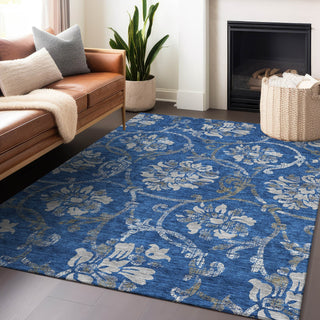 Piper Looms Mayfield Floral AMF762 Blue Machine Washable Area Rug Lifestyle Image Feature