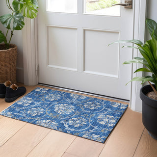 Piper Looms Mayfield Floral AMF762 Blue Machine Washable Area Rug Scatter Lifestyle Image Feature