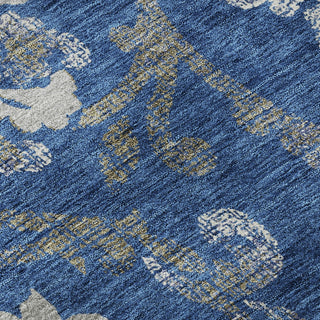 Piper Looms Mayfield Floral AMF762 Blue Machine Washable Area Rug Swatch Image