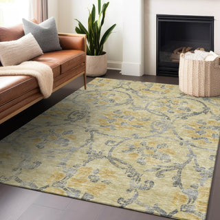 Piper Looms Mayfield Floral AMF762 Gold Machine Washable Area Rug Lifestyle Image Feature