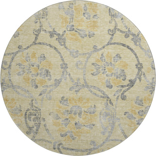 Piper Looms Mayfield Floral AMF762 Gold Machine Washable Area Rug Round Main Image