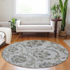 Piper Looms Mayfield Floral AMF762 Gray Machine Washable Area Rug Round Lifestyle Image Feature