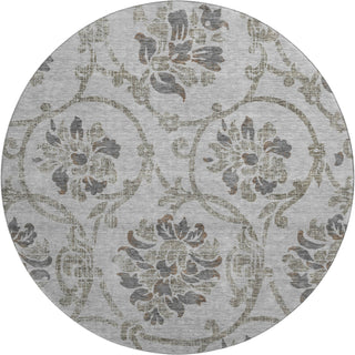 Piper Looms Mayfield Floral AMF762 Gray Machine Washable Area Rug Round Main Image