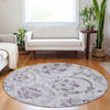 Piper Looms Mayfield Floral AMF762 Lavender Machine Washable Area Rug Round Lifestyle Image Feature