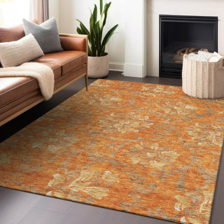 Piper Looms Mayfield Floral AMF762 Orange Machine Washable Area Rug Lifestyle Image Feature