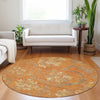 Piper Looms Mayfield Floral AMF762 Orange Machine Washable Area Rug Round Lifestyle Image Feature