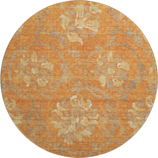 Piper Looms Mayfield Floral AMF762 Orange Machine Washable Area Rug Round Main Image