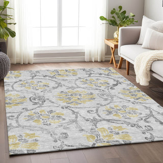Piper Looms Mayfield Floral AMF762 Silver Machine Washable Area Rug Lifestyle Image Feature