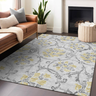 Piper Looms Mayfield Floral AMF762 Silver Machine Washable Area Rug Lifestyle Image Feature
