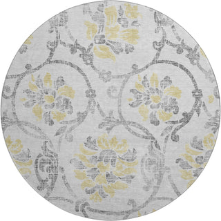 Piper Looms Mayfield Floral AMF762 Silver Machine Washable Area Rug Round Main Image