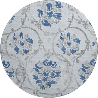 Piper Looms Mayfield Floral AMF762 Sky Machine Washable Area Rug Round Main Image