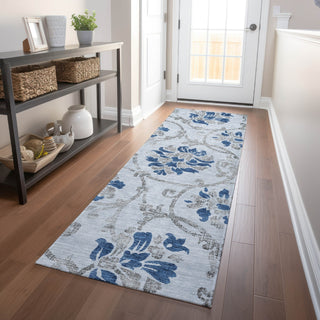 Piper Looms Mayfield Floral AMF762 Sky Machine Washable Area Rug Runner Lifestyle Image Feature