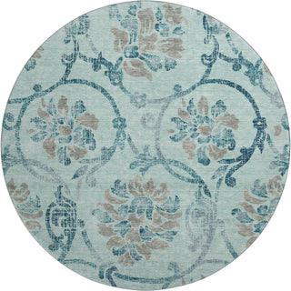 Piper Looms Mayfield Floral AMF762 Teal Machine Washable Area Rug Round Main Image