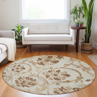 Piper Looms Mayfield Floral AMF762 Terracotta Machine Washable Area Rug Round Lifestyle Image Feature
