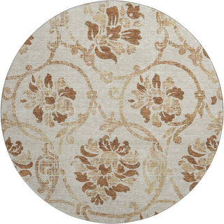 Piper Looms Mayfield Floral AMF762 Terracotta Machine Washable Area Rug Round Main Image