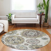 Piper Looms Mayfield Kaleidoscope AMF763 Beige Machine Washable Area Rug Round Lifestyle Image Feature