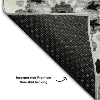 Piper Looms Mayfield Kaleidoscope AMF763 Black Machine Washable Area Rug Backing Image