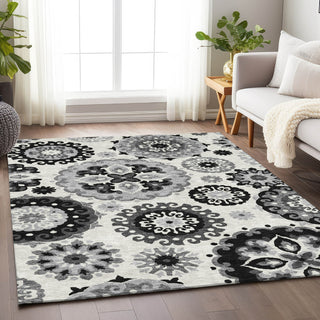 Piper Looms Mayfield Kaleidoscope AMF763 Black Machine Washable Area Rug Lifestyle Image Feature