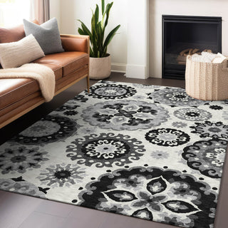 Piper Looms Mayfield Kaleidoscope AMF763 Black Machine Washable Area Rug Lifestyle Image Feature