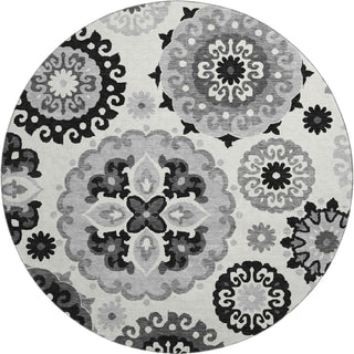 Piper Looms Mayfield Kaleidoscope AMF763 Black Machine Washable Area Rug Round Main Image