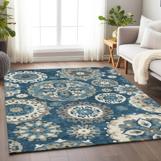 Piper Looms Mayfield Kaleidoscope AMF763 Blue Machine Washable Area Rug Lifestyle Image Feature