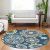 Piper Looms Mayfield Kaleidoscope AMF763 Blue Machine Washable Area Rug Round Lifestyle Image Feature