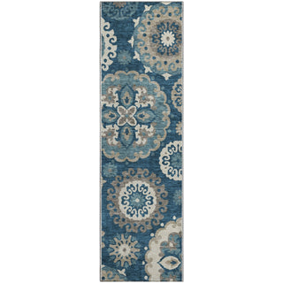 Piper Looms Mayfield Kaleidoscope AMF763 Blue Machine Washable Area Rug Runner Main Image