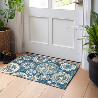 Piper Looms Mayfield Kaleidoscope AMF763 Blue Machine Washable Area Rug Scatter Lifestyle Image Feature