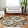 Piper Looms Mayfield Kaleidoscope AMF763 Brown Machine Washable Area Rug Round Lifestyle Image Feature