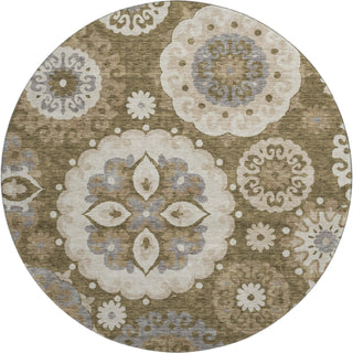 Piper Looms Mayfield Kaleidoscope AMF763 Brown Machine Washable Area Rug Round Main Image