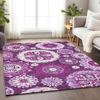 Piper Looms Mayfield Kaleidoscope AMF763 Eggplant Machine Washable Area Rug Lifestyle Image Feature