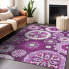 Piper Looms Mayfield Kaleidoscope AMF763 Eggplant Machine Washable Area Rug Lifestyle Image Feature