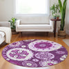 Piper Looms Mayfield Kaleidoscope AMF763 Eggplant Machine Washable Area Rug Round Lifestyle Image Feature