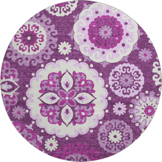 Piper Looms Mayfield Kaleidoscope AMF763 Eggplant Machine Washable Area Rug Round Main Image