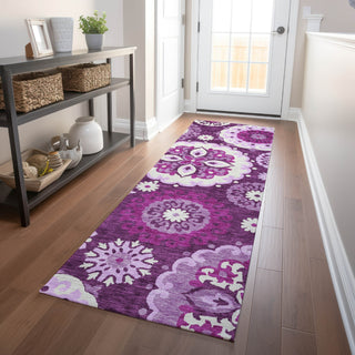 Piper Looms Mayfield Kaleidoscope AMF763 Eggplant Machine Washable Area Rug Runner Lifestyle Image Feature