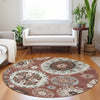 Piper Looms Mayfield Kaleidoscope AMF763 Paprika Machine Washable Area Rug Round Lifestyle Image Feature
