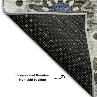 Piper Looms Mayfield Kaleidoscope AMF763 Pewter Machine Washable Area Rug Backing Image
