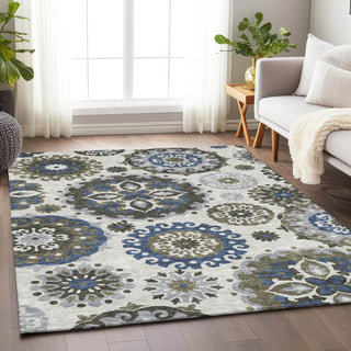 Piper Looms Mayfield Kaleidoscope AMF763 Pewter Machine Washable Area Rug Lifestyle Image Feature