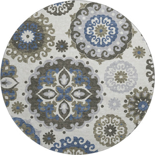Piper Looms Mayfield Kaleidoscope AMF763 Pewter Machine Washable Area Rug Round Main Image