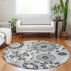 Piper Looms Mayfield Kaleidoscope AMF763 Silver Machine Washable Area Rug Round Lifestyle Image Feature