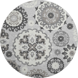 Piper Looms Mayfield Kaleidoscope AMF763 Silver Machine Washable Area Rug Round Main Image