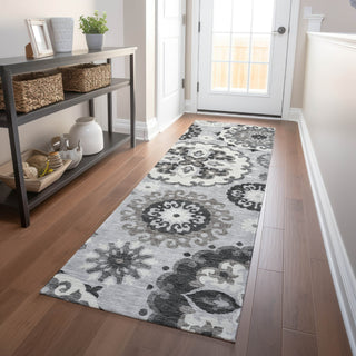 Piper Looms Mayfield Kaleidoscope AMF763 Silver Machine Washable Area Rug Runner Lifestyle Image Feature
